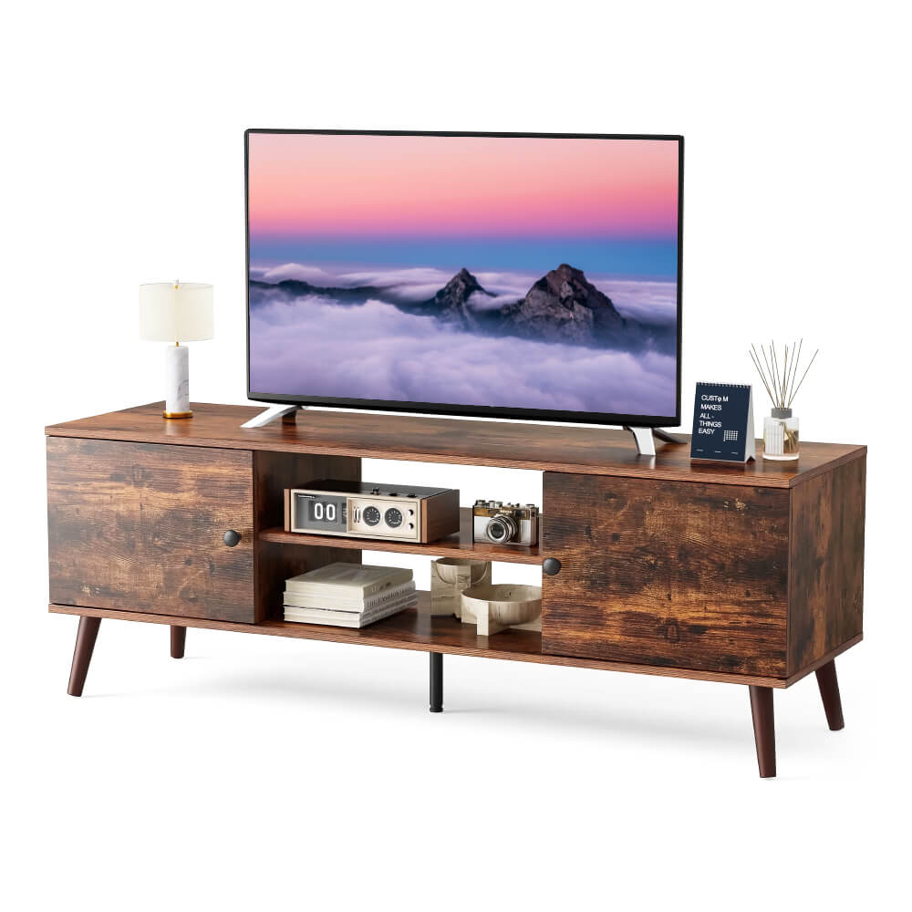 Modern TV Stand for 55-60 inch TVs with Storage – Mid-Century Media Console