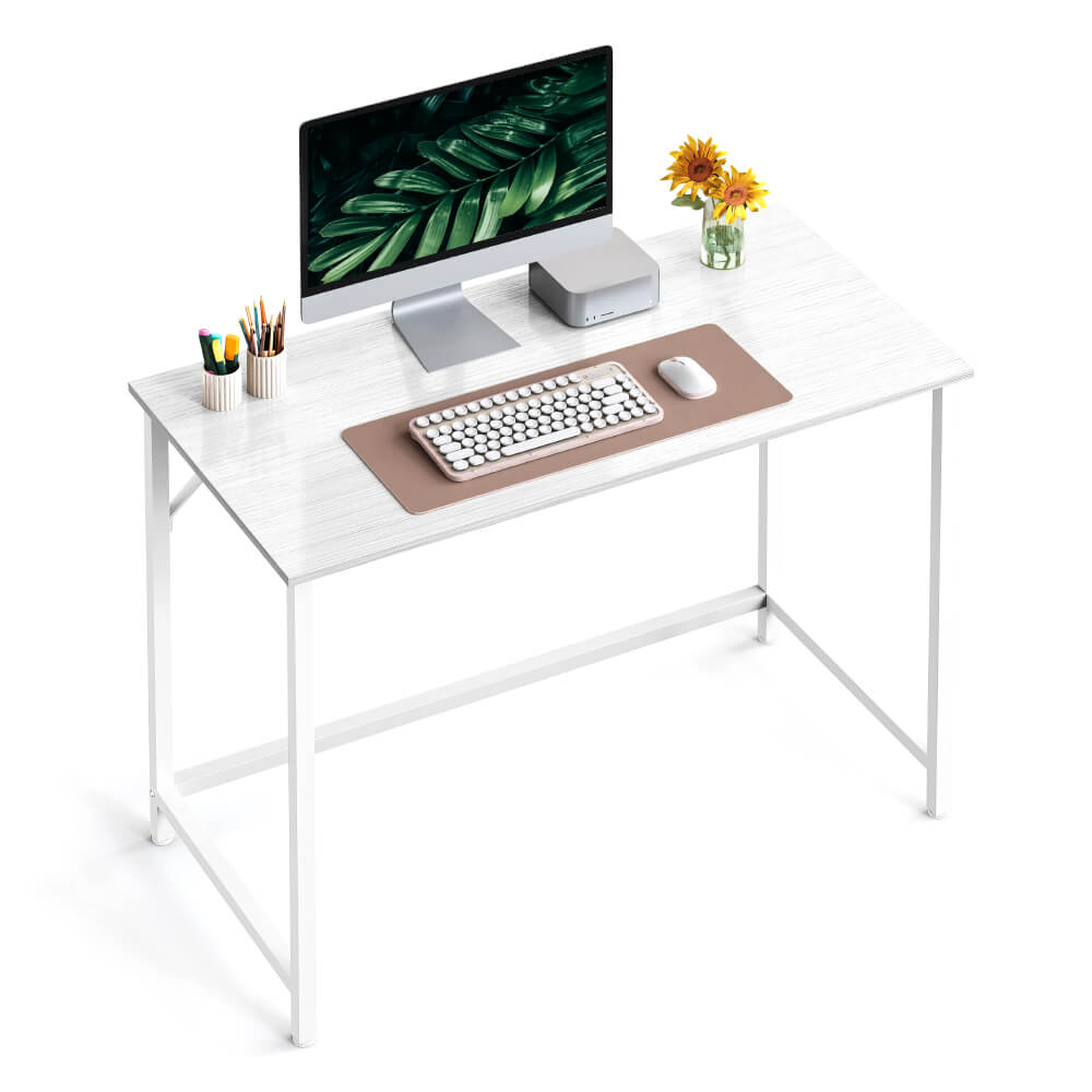 Compact Industrial Computer Desk with Rustic Brown Top & Black Steel Frame – Durable & Space-Saving