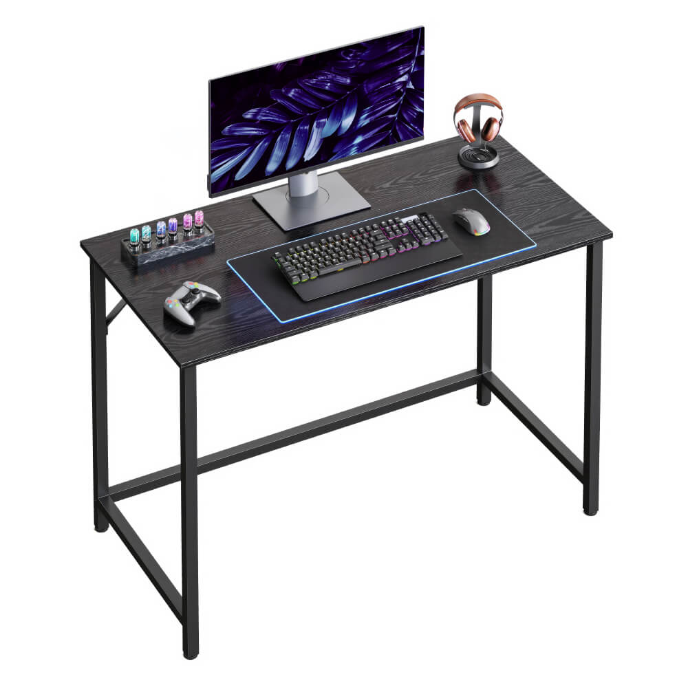 Compact Industrial Computer Desk with Rustic Brown Top & Black Steel Frame – Durable & Space-Saving