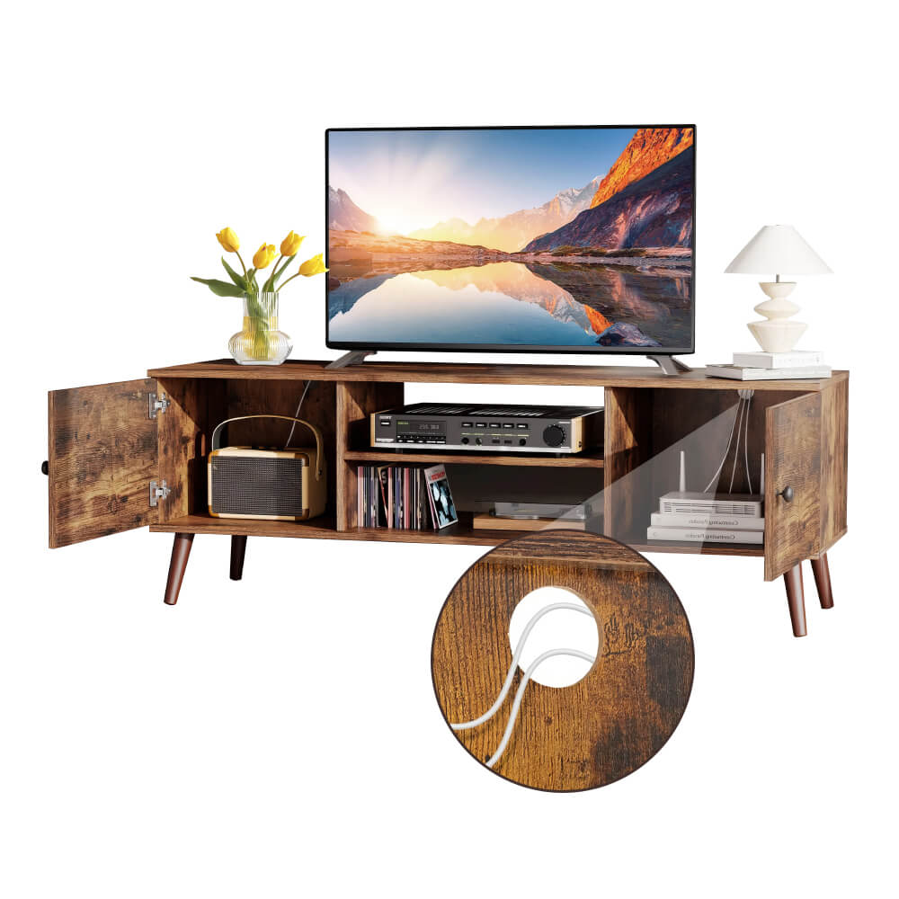 Modern TV Stand for 55-60 inch TVs with Storage – Mid-Century Media Console